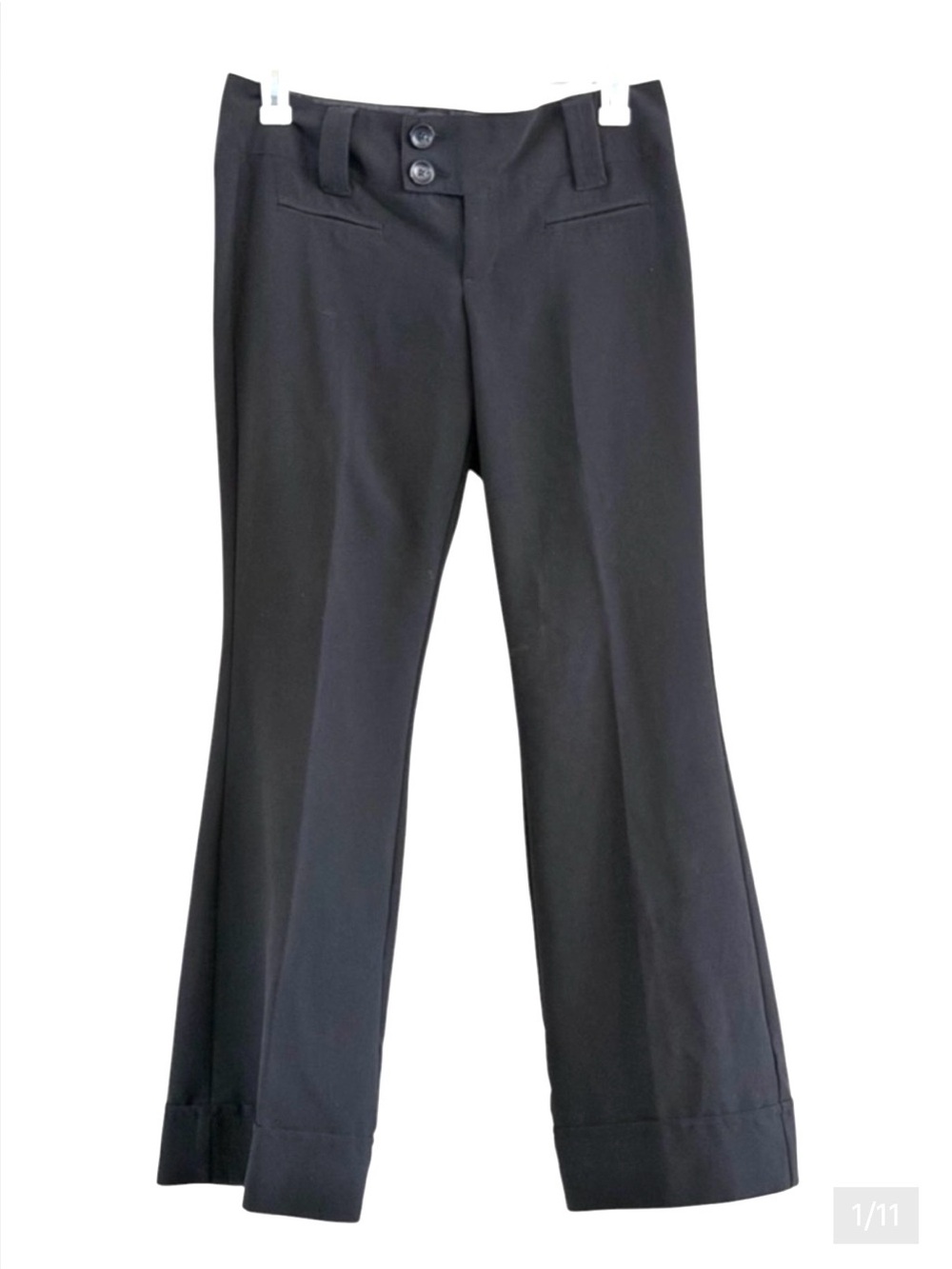 Spacegirlz Black Low Rise Flare Dress Pants Cuffed Junior Size 11